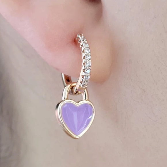 Luxe Gold Tone Heart Cubic Zirconia Multi-wear Earrings - Picture 6 of 9